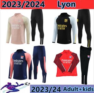 23/24 Lyon Soccer Soccer Tracce Survitment 2023/2304 Lyonnais L.Paqueta ol Aouar Football Allening Suit Set Jogging Set Kids 10/18 Adulto