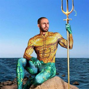Erwachsene Männer Kinder Junge Aquaman Cosplay Overall Halloween Anime Moive Seperhero Kostüm Zentai Overall Body Suit206k