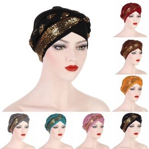 Femme Solid Color Striped Braid Headscarf Beanies Hats Simple Muslim Womens Party Wrapped Turban Cap Headwear