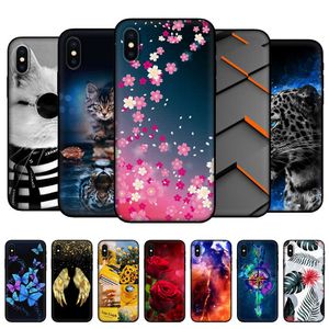 Para Iphone X XS XR Case Back Phone Cover Xs Max Bumper Coque Silicon Soft Protective Painted Fundas Black Tpu Case