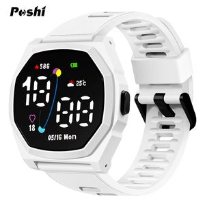 POSHI Sport Mens Watch with Date Led Light Electronic Movement Wrist Watch Original Waterproof Digital Watches Long Standby