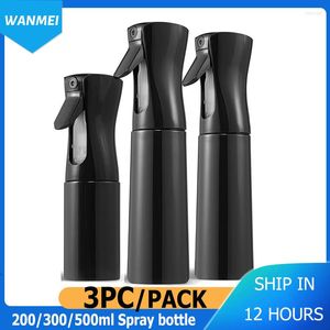 Garrafas de armazenamento 3 pçs/conjunto frasco de spray de cabeleireiro preto 500 ml pulverizador automático de água com névoa fina contínua para cabelo