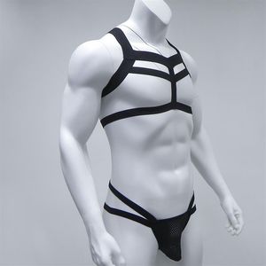 Seksowne kostiumy mężczyźni Body bieliznę gejowskie stringi g-string klatka piersiowa wiązka pasa Zestaw Zestaw Mężczyzna Pasek Wydajność Kostium nocny Kropium S235C
