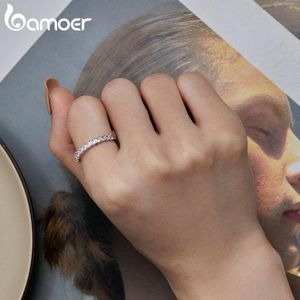Camis Bamoer Sterling Sier Shiny Zircon Finger Ring for Women Jubileum Valentine's Day Gift Fine Jewelry BSR408