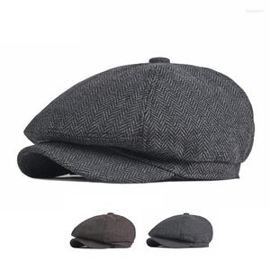 Berets Men's Hat Spring Autumn Classic Herringbon Beret British Vintage Octagonal Cap Sboy For Men Gatsby Painters Hats Boina