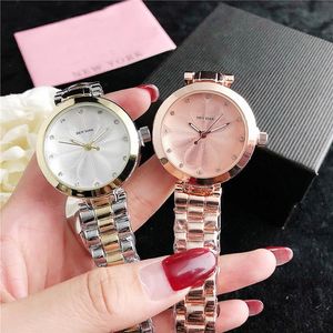 Marke Uhren Frauen Mädchen Kristall Herzförmigen Stil Metall Stahl Band Quarz Armbanduhr KS 01285S
