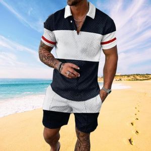 Tute da uomo 2023 Summer Sports Suit Uomo Oversize 3d Stampato Casual T-shirt manica corta Set Zip Polo Abbigliamento Tuta