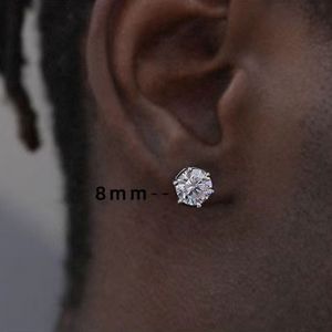 Hiphop -rappare män kvinnor studörhängen smycken hexagon sexangle silver singel diamant stora zirkonörhängen nattklubb smycken tillbehör 4mm 6mm 8mm 1482