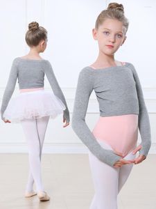 ステージ着用子供用ダンシングオフショルダーセーターガールズエクササイズ服秋の冬バレエショールスモールコート