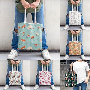 Borse per la spesa Serie di stampe con motivi a fungo Tote Borsa per shopper estetica Borsa a tracolla Ecobag Borsa da spiaggia riutilizzabile