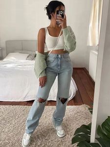 Women s Jeans 2023 Ripped Baggy Straight High Waist Women Loose Y2k Female Fashion Slim Denim Pants Woman Clothes Trousers Emo 230715