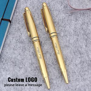 Caneta Esferográfica de Metal Dourado com Logotipo Personalizado de Luxo Negócios Presente Pessoal Acessórios de Escritório Material Escolar Canetas de Assinatura do Professor