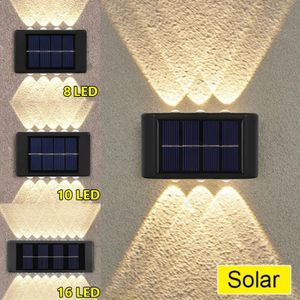 16 12 10 8 6 4 2 LED Solar Wall Lamp Outdoor Waterproof Up and Down Luminous Lighting for Garden Fence Decoration Sunlight Light