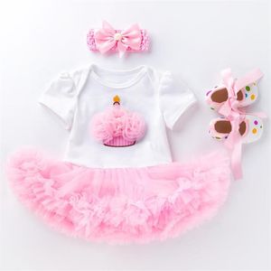 Kläder sätter 1 år baby flicka spädbarn dopfest tutu klänning född flickor 1: a födelsedagsutrustning småbarn boutique306g