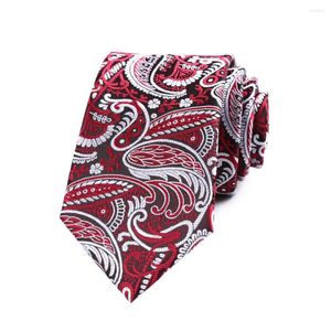 Papillon 7CM Cravatta da uomo Navy Red Sliver Blooming Paisley Ascot per uomo Wedding Poliestere Seta Cravatta Business Party Corbatas Para