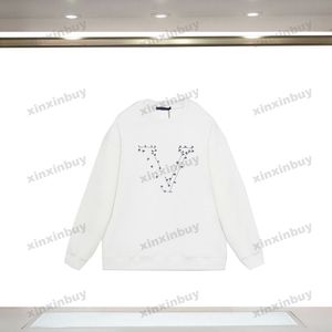 Xinxinbuy Men女性デザイナースウェットシャツパーカーパリナンバーレターセーターブルーブラックグリーンS-2xl