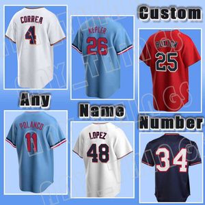 4 Carlos Correa Beyzbol Minnesota 26 Max Kepler 2023 İkiz Jersey 25 Byron Buxton Harmon Killebrew Rod Carew Retro Kirby Puckett Jorge Polanco Pablo Lopez Sonny Gray