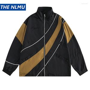 Men's Jackets Stand Collar Men Color Block Patchwork Jacket And Coat 2023 Harajuku Varsity College Retro Outwear Streetwear