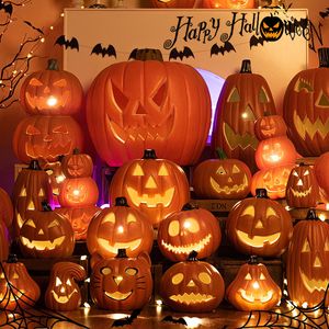 その他のお祝いのパーティー用品ハロウィーンジャック - ランタンカボチャLEDライトランプC 220823