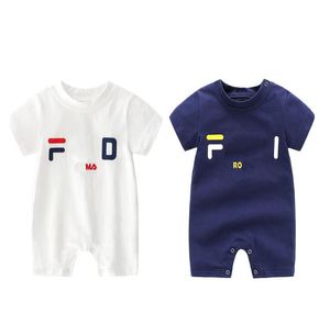 Baby Summer Brand Rompers Letters Printed Newborn Short Sleeve Jumpsuits Toddler Cotton Onesies Infant Clothes