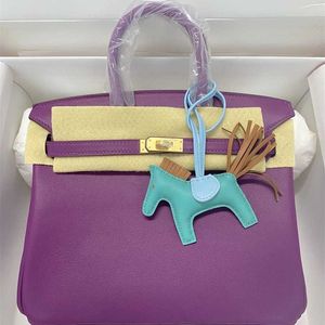 Bag Platinum Luxurys Handbag Handmade 25/30/35swift Top Layer Calf Sewn P9 Sea Anemone Purple Genuine Leather