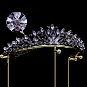 6 färger Vintage Purple Crystal Tiara Crown for Women Girls Party 2023 Nya eleganta brudtillbehör