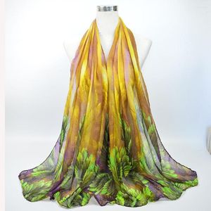 Scarves Wholesale 6 Colors Autumn Winter Head Scarf For Women Coral Flower Fashion Long Silk Scarfs Ladies