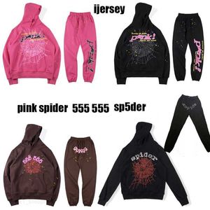 Sp5der Worldwide Young Thug Men's Hoodies Sweatshirt Spider Tracksuit Web Pullover 555555 Sweatpants High Street Fashion Hooded Sweater Pants Set BYVW