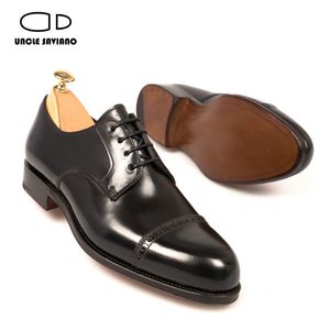 Para Derby Wedding Melhor Vestido de Festa Saviano Tio Man Sapato Genuíno Designer de Moda de Couro Brogue Men Sapatos Original 769 S