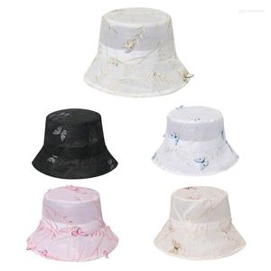 Berets Breathable Sunscreen Sun Hat Butterfly Lace Bucket Fisherman Basin For Camping Cycling Fishing