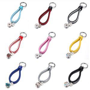 Keychains Lanyards Fashion 10pcs Pu Twist leather snap Key chains 18 Colors Simple fit DIY 18MM snap buttons DIY jewelry wholesale PJ8001 230715