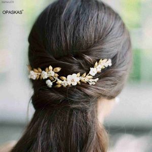 Bridal Flower Tiaras Weaving Headband Fashion Golden Hairband Princess Party Dress Crown Wedding Bridal Hair Jewelry Headdress L230704