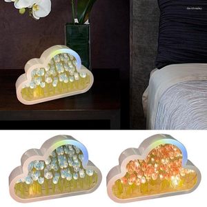 Bordslampor Cloud Tulip LED -lampa DIY Flower Sea Night Light Decor Modern Minimalistisk skrivbord Simulering för sovrumsdekoration