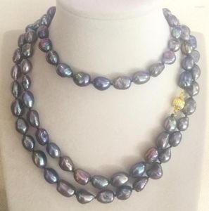 Chains Women Jewelry 10x11cm 128cm 50'' Necklace Black Blue Gray Brown Colors Pearl Handmade Real Cultured Freshwater Gift