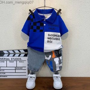 Conjuntos de roupas Conjunto de roupas infantis para meninos e meninas Camisa polo de manga curta + calça infantil 2 peças conjunto algodão 2023 roupas de bebê verão Z230717