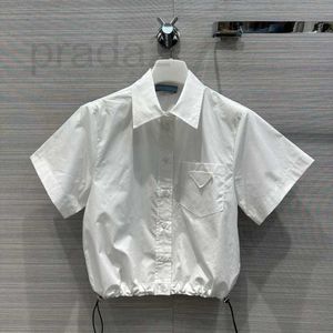 Blusas femininas Camisas Luxos de grife Camisa de manga curta Meninas Cinto Feminino Verão Branco Bordado Carta Roupas Formais SML JXN8