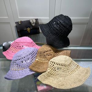 Women Autumn Summer Fashion Designer Bucket hat Candy Outdoor Holiday Travel Breathable Letter Embroidery straw hat