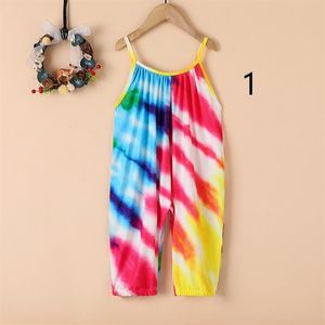 VIEEOEASE GIRLS BEMOSUITS 2021 Summer Fashion Graffiti Design Abstract Pattern Tie Daled Straps Kids Bants CC-856201K