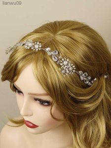 Minimalist gümüş düğün bant parlak kristal saç aksesuarları Rhinestones baş takı gelin headdress parti diadem l230704
