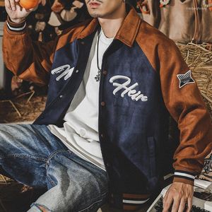 Kurtki męskie American Heavy Weight Classic Vintage Suede Bomber Jacket Spring and Autumn Loose High Street Fashion