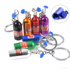 Keychains Creative Mini Nitrous Oxide Bottle Keyring NOS Turbo Auto Parts Key Ring Gas Car Chain Gift For Men Keychain Accessories