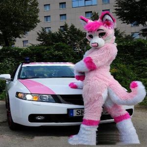 2019 Fabryka Ohlees Rzeczywiste zdjęcie PO Pink Fursuit Husky Wolf Halloween Mascot Costumes Postacie Fancy Party COS169D