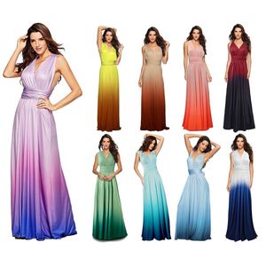 Vestidos Casuais Básicos Sexy Feminino Envoltório Multiway Conversível Boho Maxi Club Vestido Cor Gradiente Bandagem Vestido Longo Festa Damas de Honra Robe Longue Femme 230715