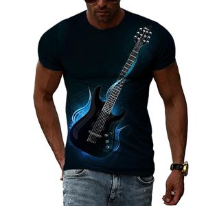 Sommer Mode Grafiken Musik Gitarre T-Shirts Für Männer Casual 3D Drucken Tees Hip Hop Harajuku Persönlichkeit Rundhals Kurzarm