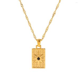 Pendant Necklaces Youthway Stainless Steel Black Double Sided Octagram Square Necklace Summer Jewelry Women Gift