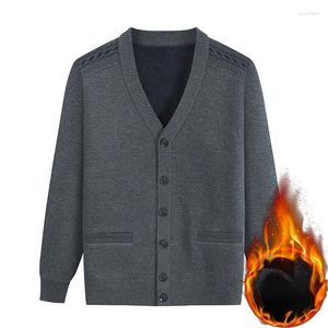 Herrtröjor Style Solid Color Winter Autumn Men Sweater Cardigan V Neck Sticke Coat Mens Casual Warm W107