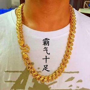Pendant Necklaces Simulation 100 999 Pure 18K Gold Real Necklace Men s Glossy Thailand Chain Birthday Gift High Grade 24K Jewelry 230427