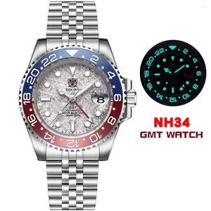 Наручительные часы NH34 GMT Watch for Men Механические наручные часы светящиеся рамки сапфировой стеклянный стекло.