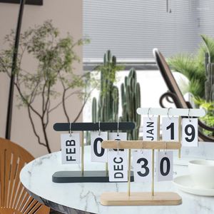 Table Clocks Wood Desk Fli P Calendar Clock Office Decor Down Shelf Perpetua Daily Home Large Display For Students