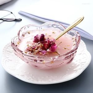 Conjunto de tigelas criativas de vidro com acabamento dourado para casa salada e sobremesa